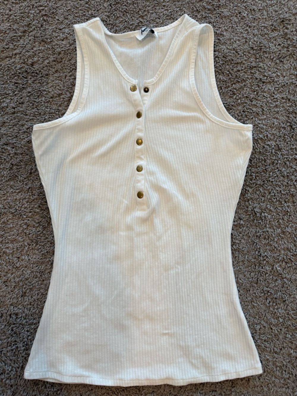 Amalli Talli Women's Henley Tank Top, Cotton/Spandex, White, Sz Small